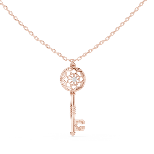 Casual Key Lab Grown Diamond Pendant in Rose Gold