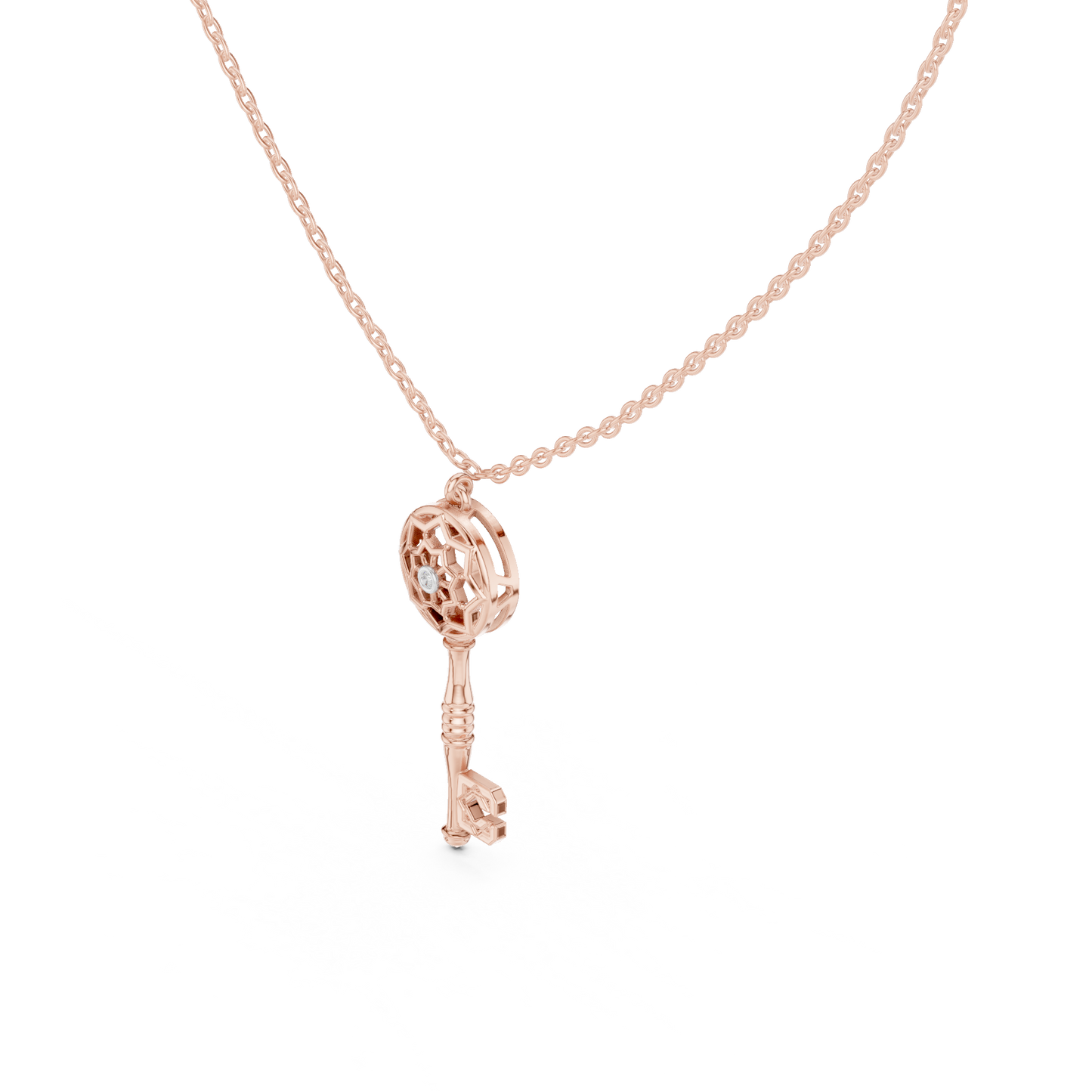 Casual Key Lab Grown Diamond Pendant in Rose Gold