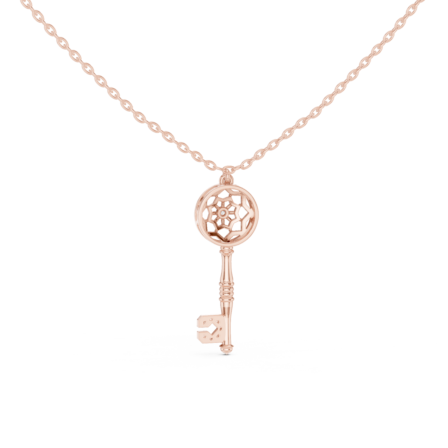 Casual Key Lab Grown Diamond Pendant in Rose Gold