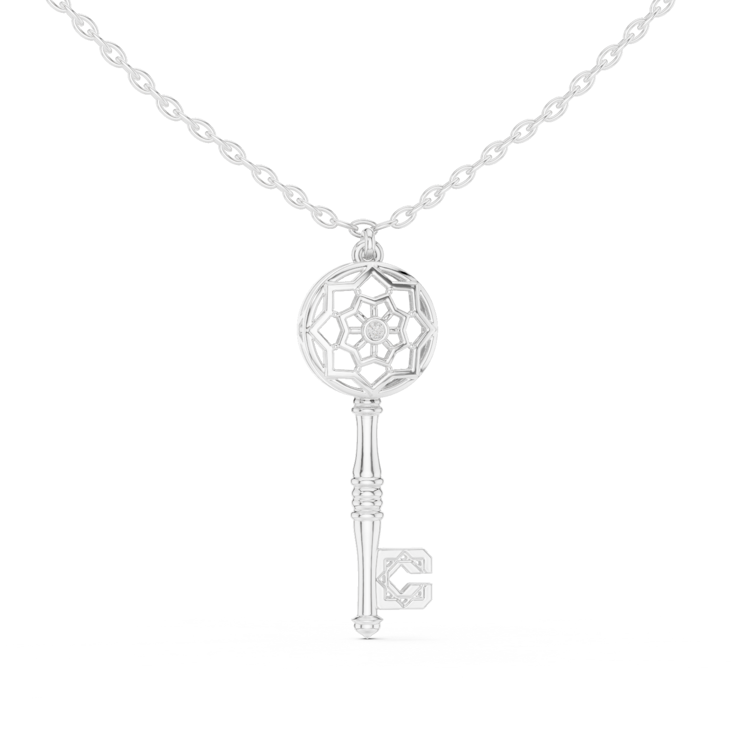 Casual Key Lab Grown Diamond Pendant in Rose Gold