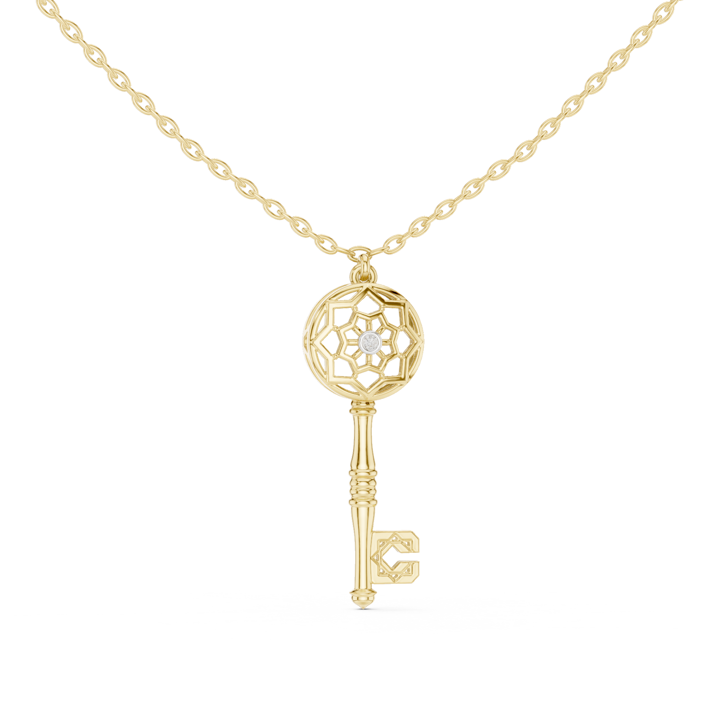 Casual Key Lab Grown Diamond Pendant in Rose Gold