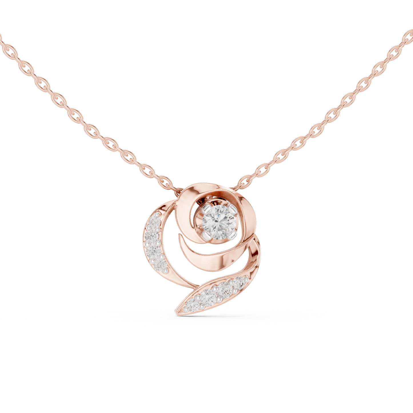 Casual Floral Lab Grown Diamond Pendant in Yellow Gold