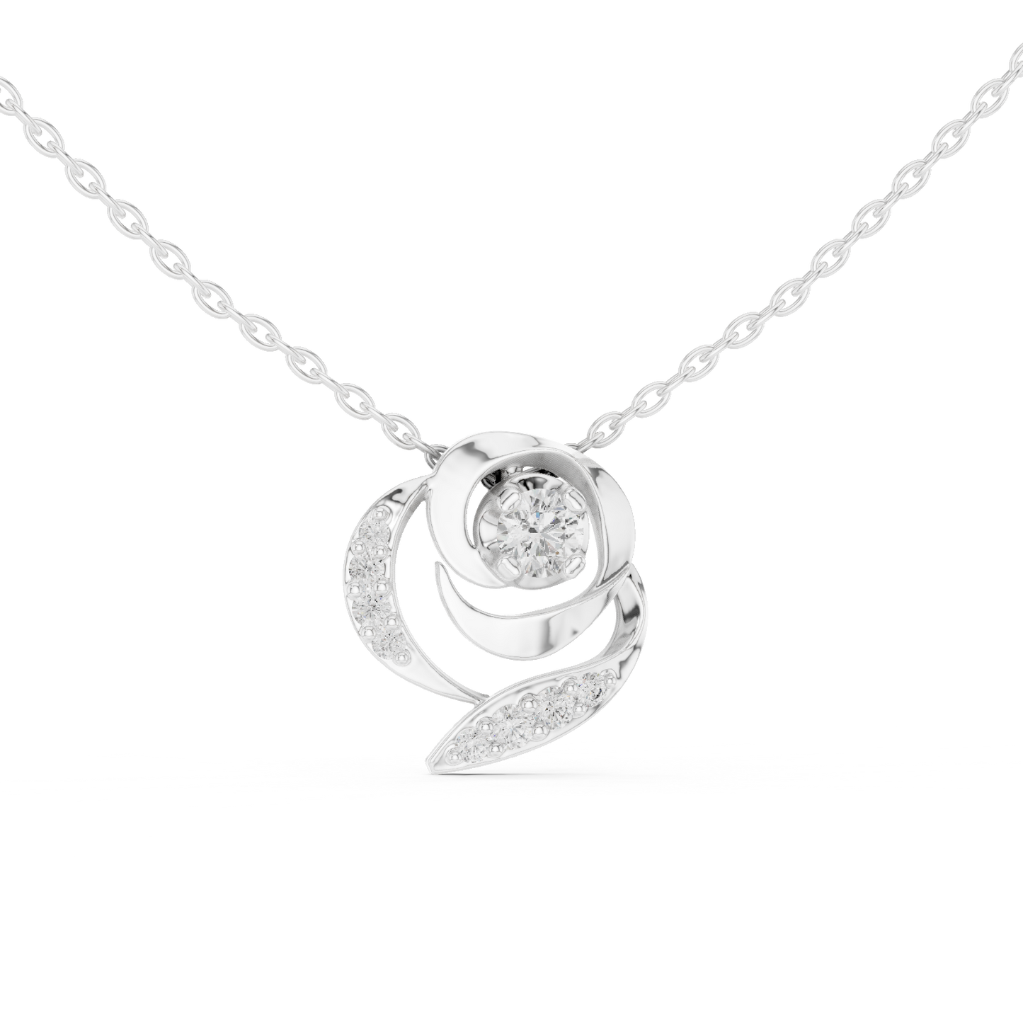 Casual Floral Lab Grown Diamond Pendant in Yellow Gold