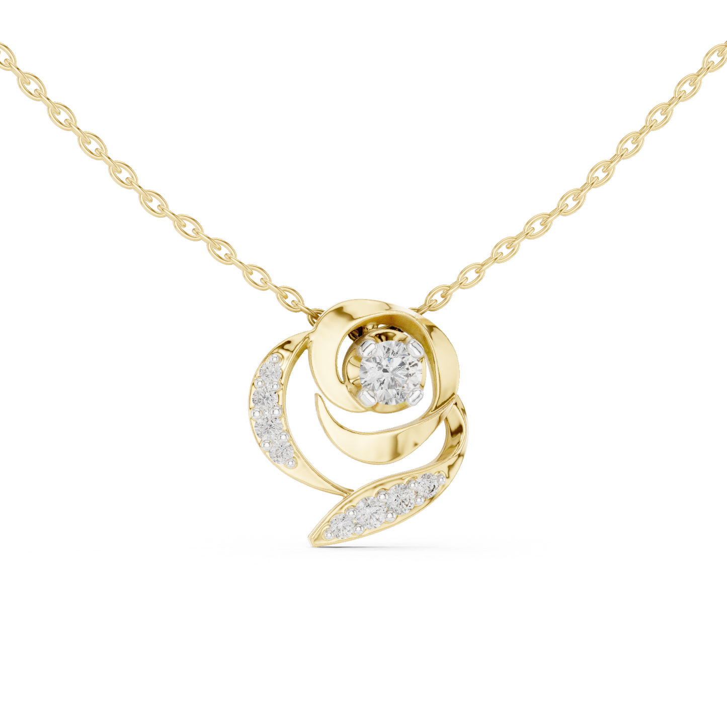 Casual Floral Lab Grown Diamond Pendant in Yellow Gold