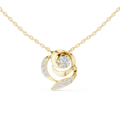 Casual Floral Lab Grown Diamond Pendant in Yellow Gold