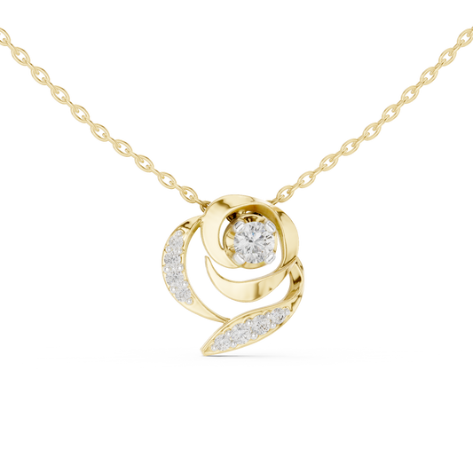 Casual Floral Lab Grown Diamond Pendant in Yellow Gold