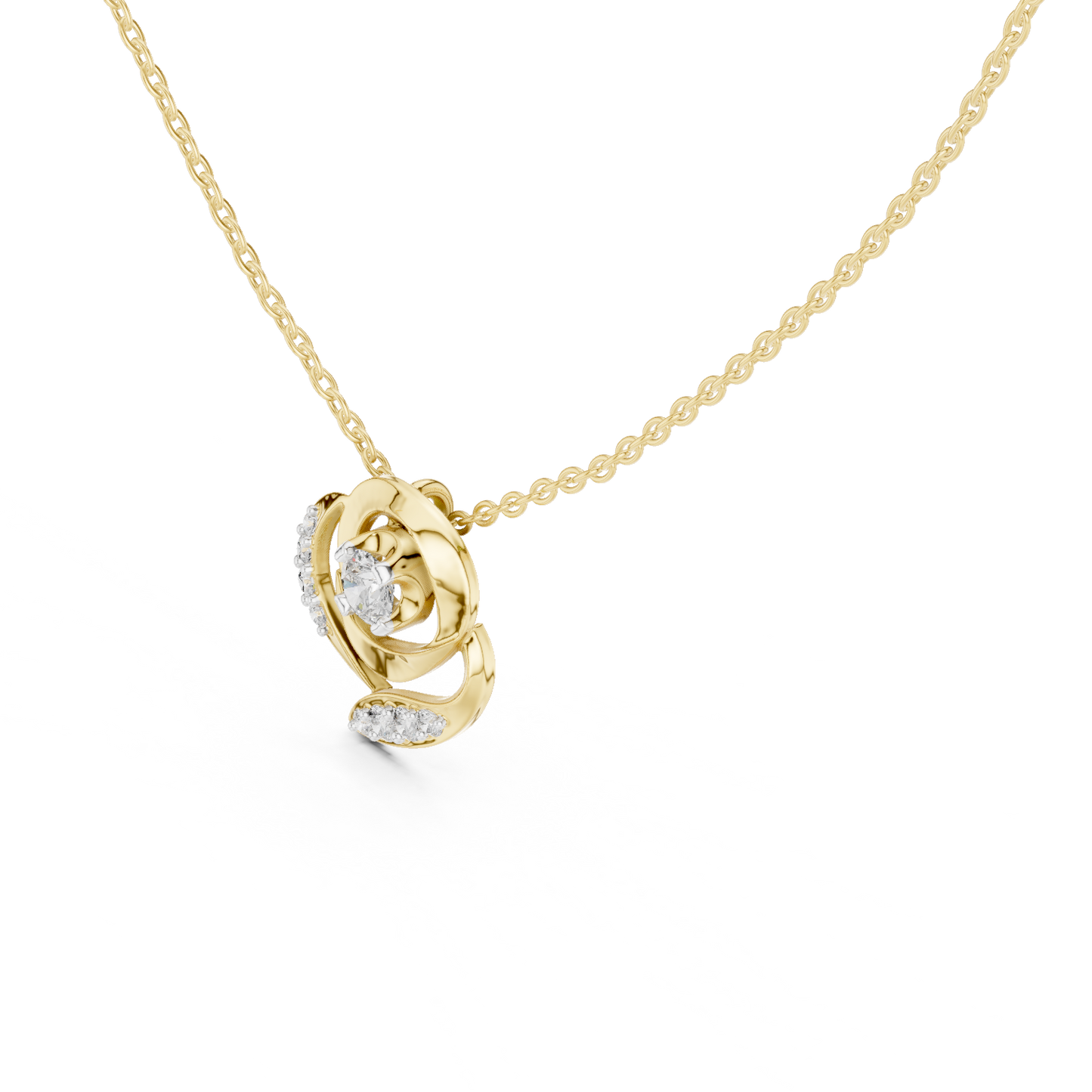 Casual Floral Lab Grown Diamond Pendant in Yellow Gold