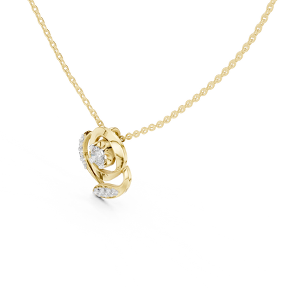 Casual Floral Lab Grown Diamond Pendant in Yellow Gold