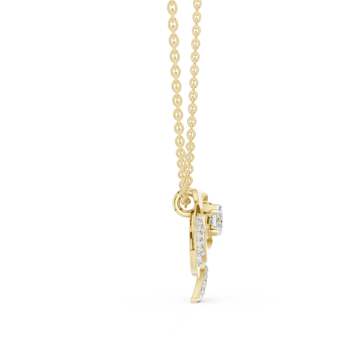Casual Floral Lab Grown Diamond Pendant in Yellow Gold