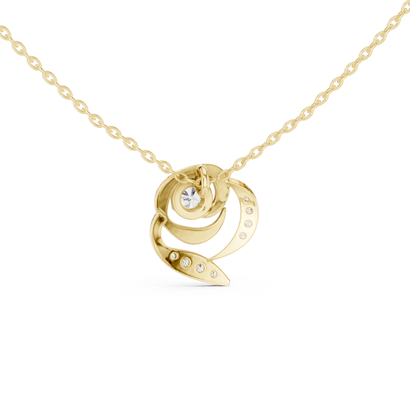 Casual Floral Lab Grown Diamond Pendant in Yellow Gold