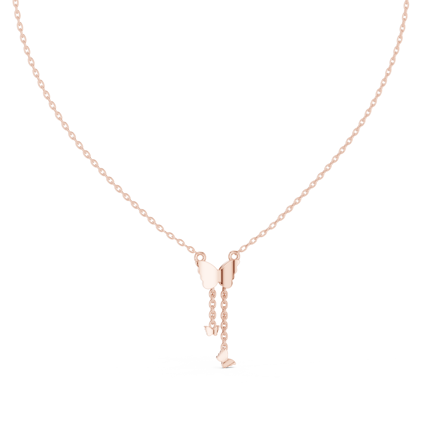 Delicate Lab Grown Diamond Butterfly Drop Necklace in Yellow Gold | Dainty Butterfly Pendant Necklace