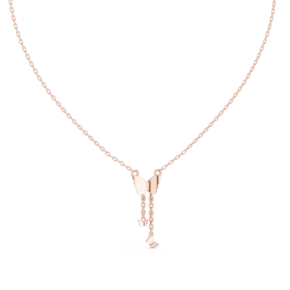 Delicate Lab Grown Diamond Butterfly Drop Necklace in Yellow Gold | Dainty Butterfly Pendant Necklace