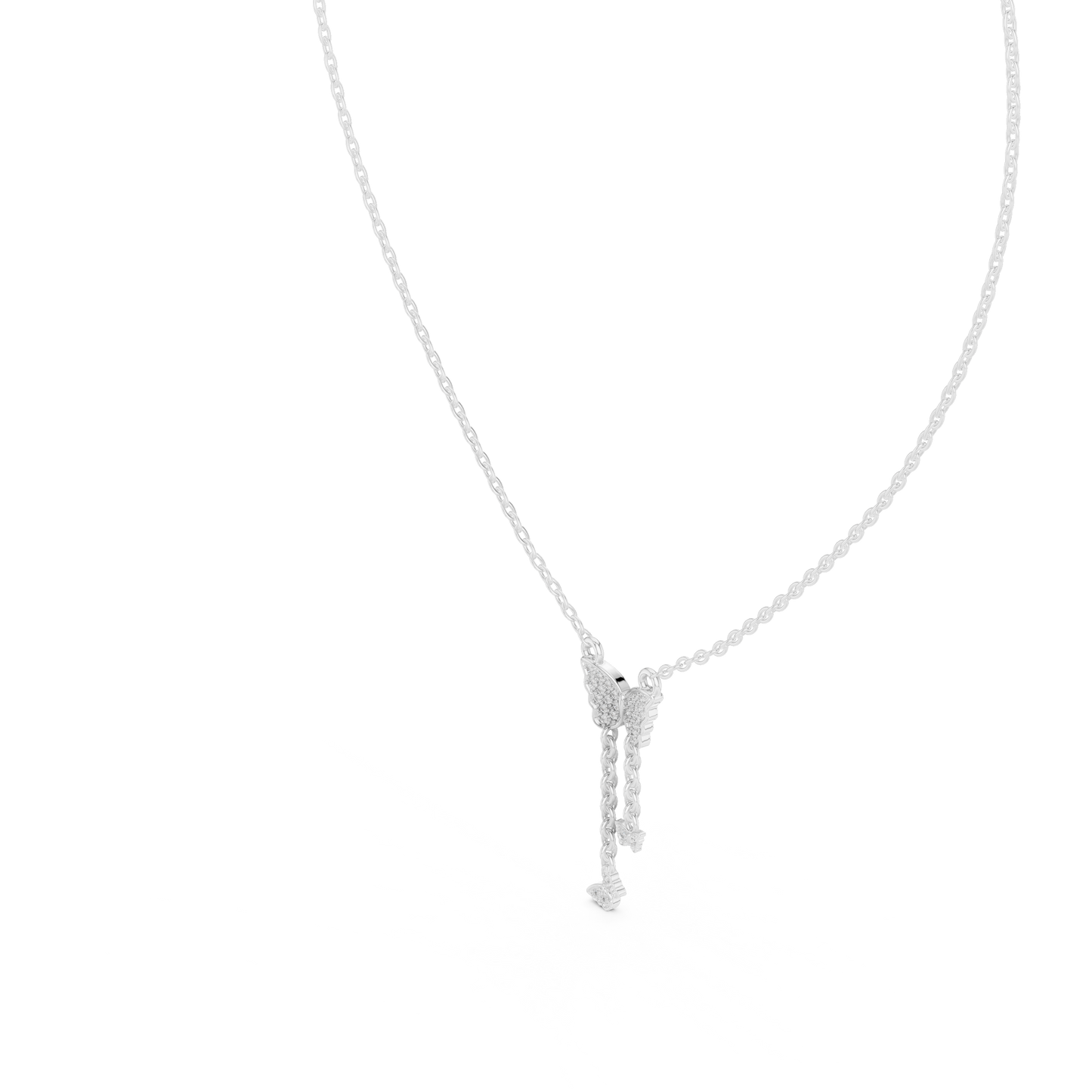 Delicate Lab Grown Diamond Butterfly Drop Necklace in Yellow Gold | Dainty Butterfly Pendant Necklace