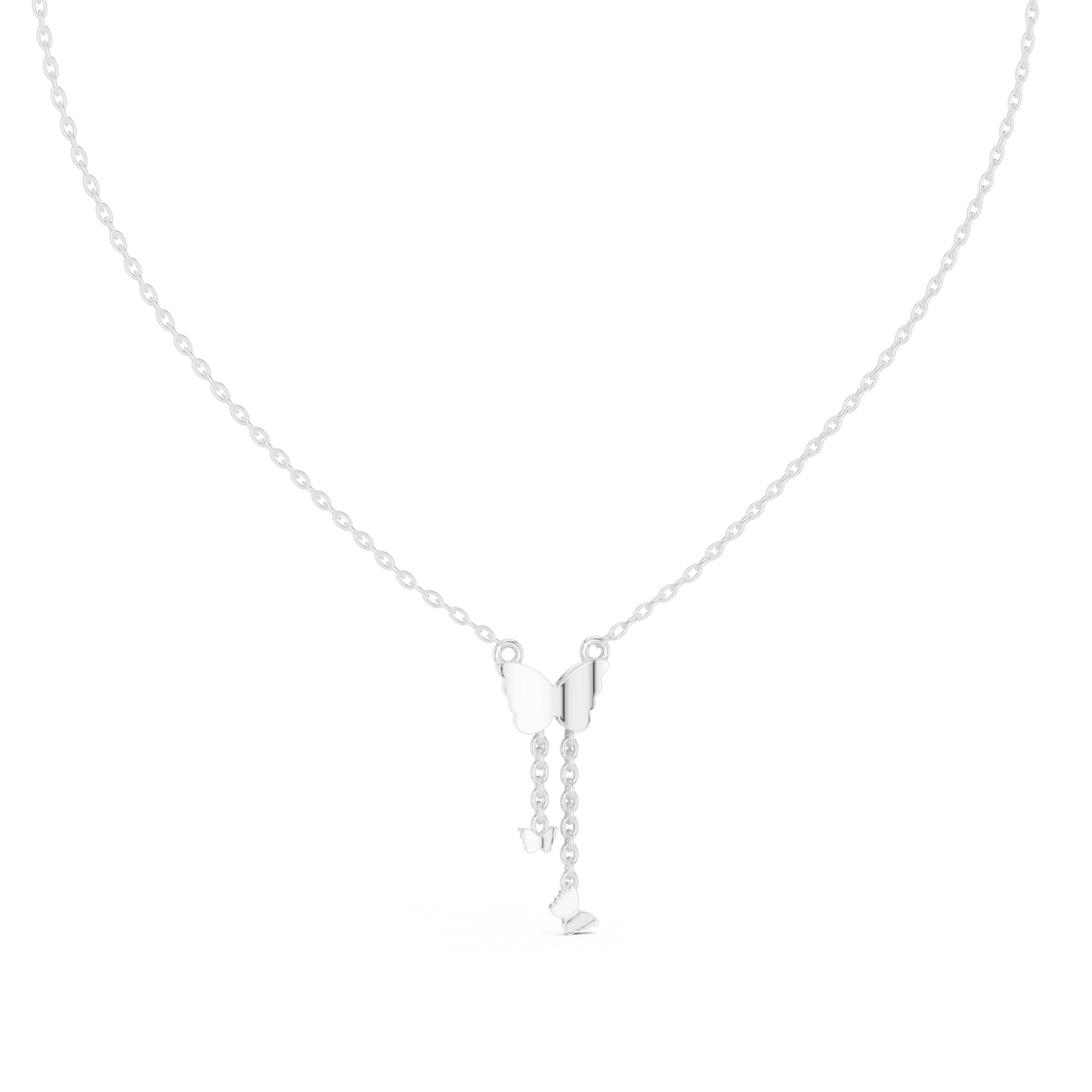 Delicate Lab Grown Diamond Butterfly Drop Necklace in Yellow Gold | Dainty Butterfly Pendant Necklace
