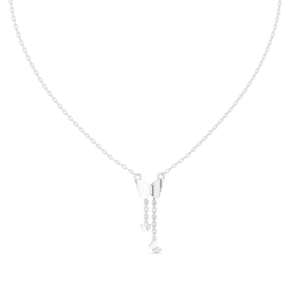 Delicate Lab Grown Diamond Butterfly Drop Necklace in Yellow Gold | Dainty Butterfly Pendant Necklace