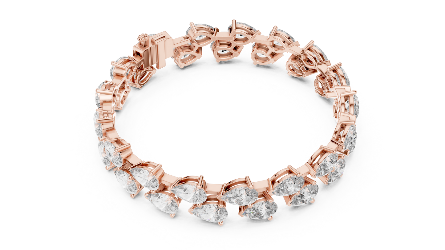 Rose Gold Pear-Cut Diamond Tennis Bracelet Luxury Elegance