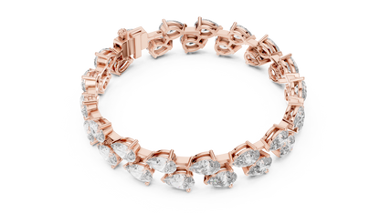 Rose Gold Pear-Cut Diamond Tennis Bracelet Luxury Elegance