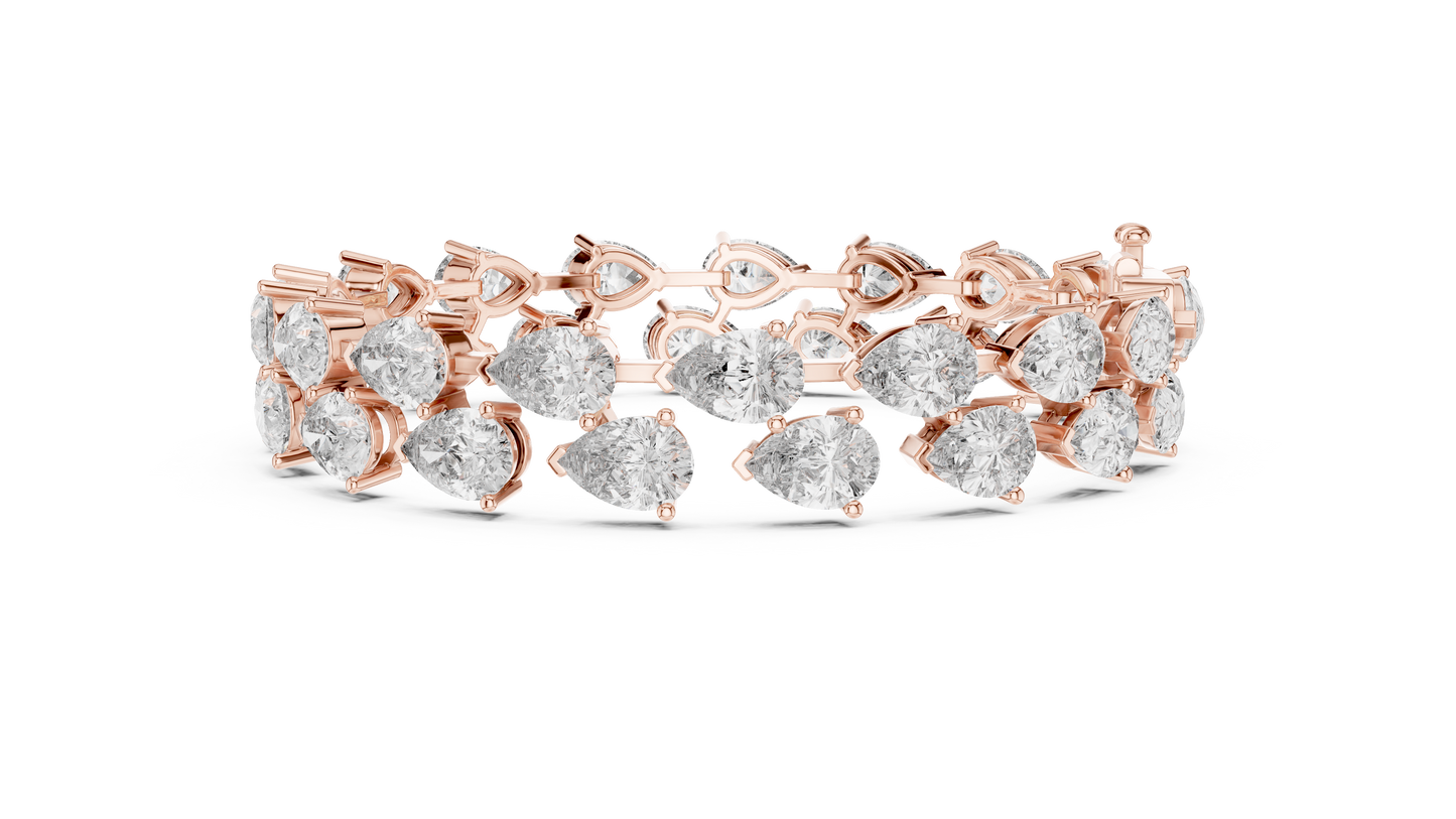 Rose Gold Pear-Cut Diamond Tennis Bracelet Luxury Elegance