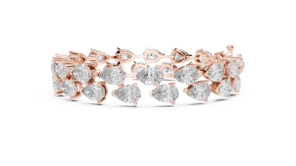Rose Gold Pear-Cut Diamond Tennis Bracelet Luxury Elegance