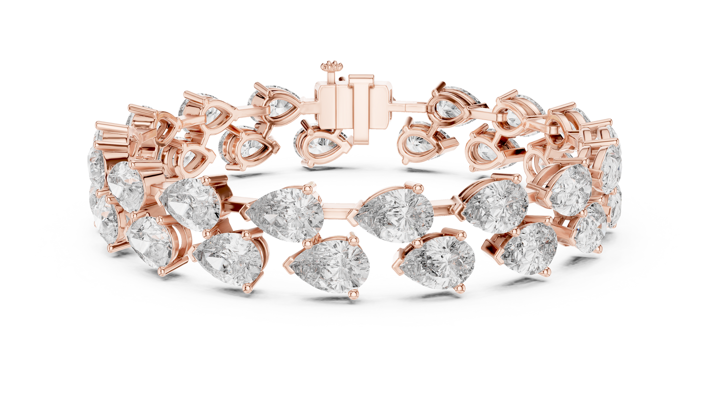 Rose Gold Pear-Cut Diamond Tennis Bracelet Luxury Elegance