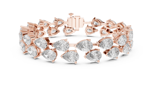 Rose Gold Pear-Cut Diamond Tennis Bracelet Luxury Elegance