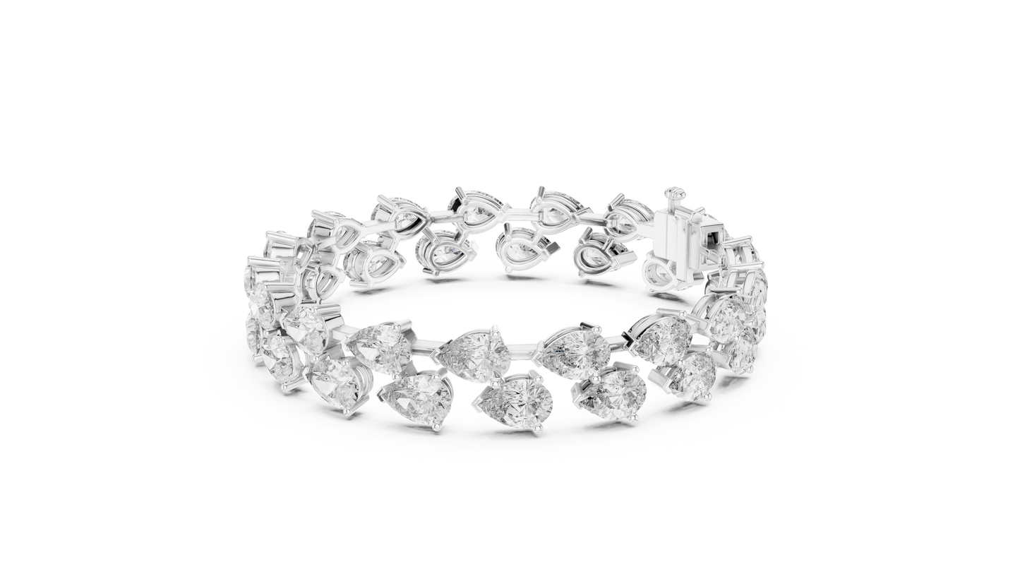 Rose Gold Pear-Cut Diamond Tennis Bracelet Luxury Elegance