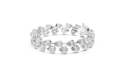 Rose Gold Pear-Cut Diamond Tennis Bracelet Luxury Elegance
