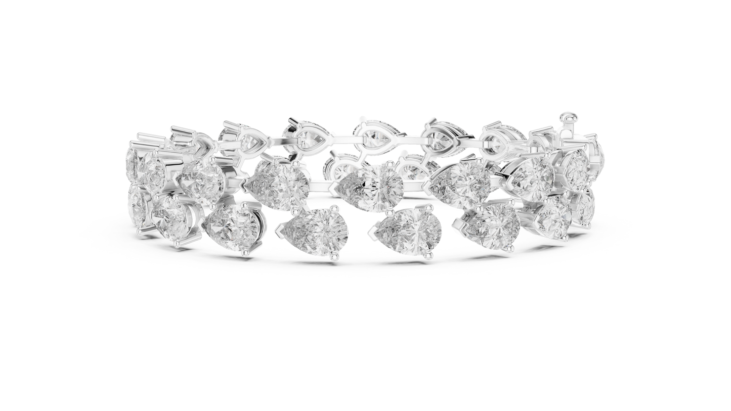 Rose Gold Pear-Cut Diamond Tennis Bracelet Luxury Elegance