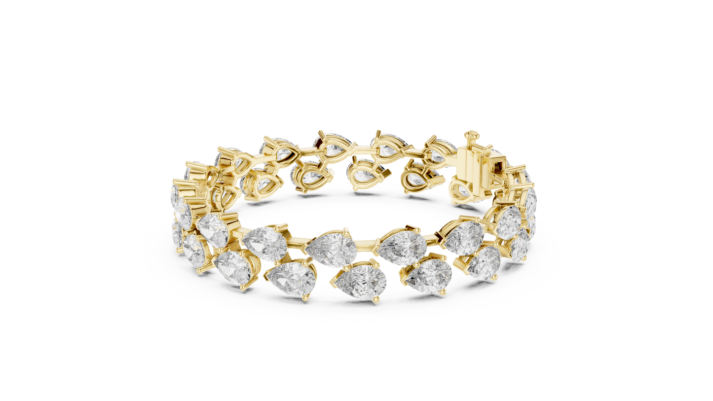 Rose Gold Pear-Cut Diamond Tennis Bracelet Luxury Elegance