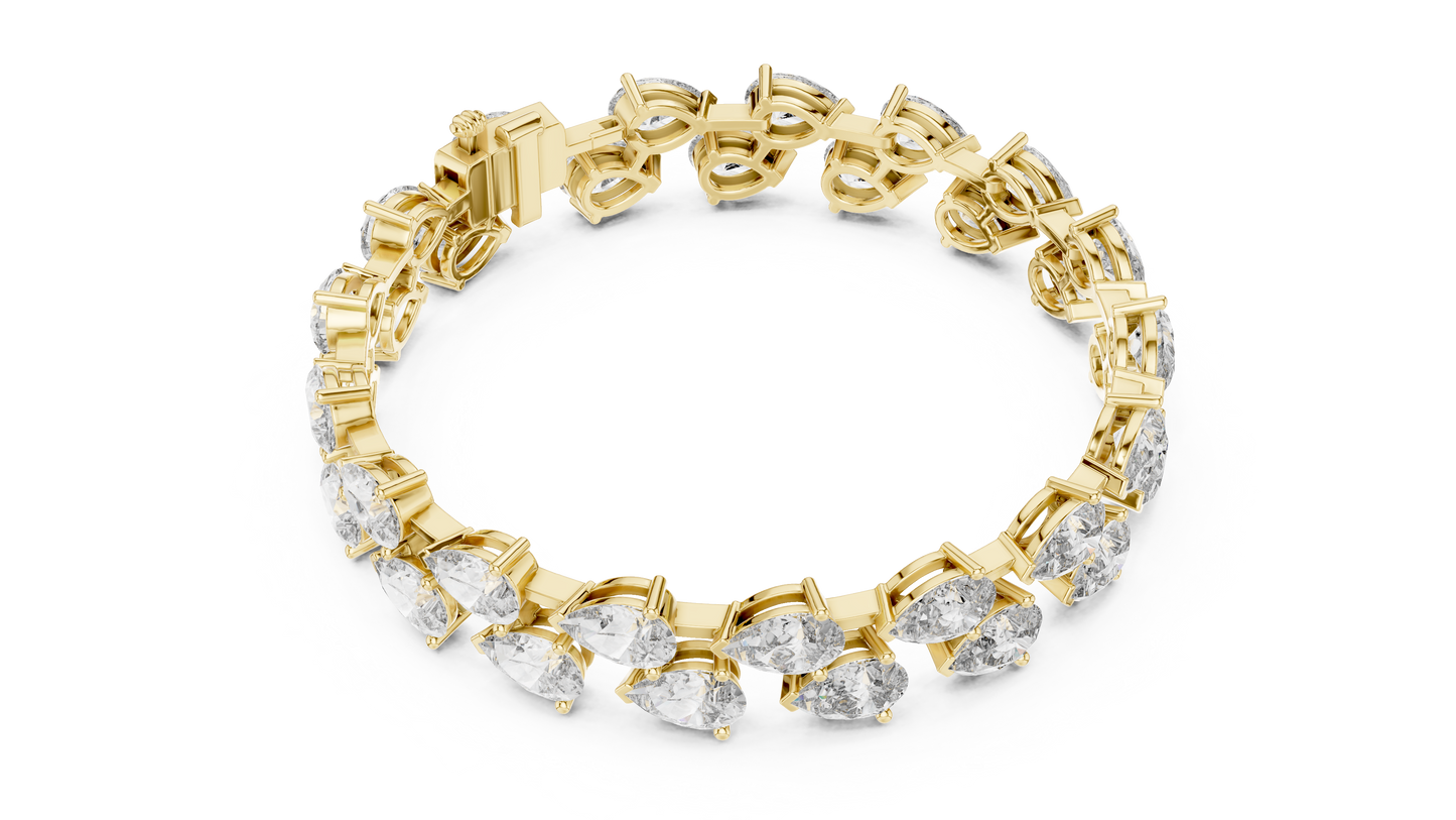 Rose Gold Pear-Cut Diamond Tennis Bracelet Luxury Elegance
