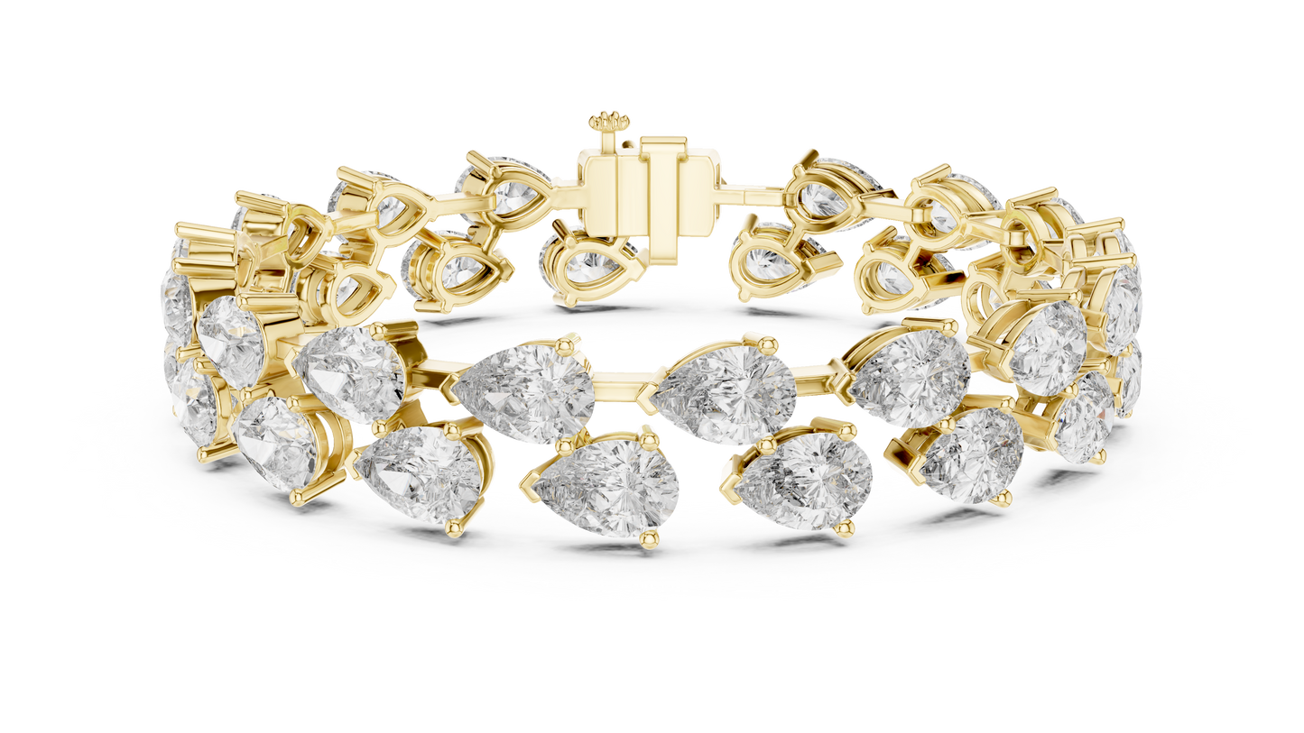 Rose Gold Pear-Cut Diamond Tennis Bracelet Luxury Elegance