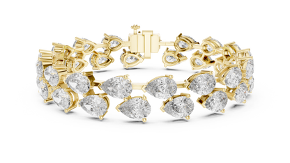 Rose Gold Pear-Cut Diamond Tennis Bracelet Luxury Elegance