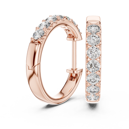 Luxury White Gold Round Diamond Hoop Earrings