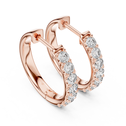 Luxury White Gold Round Diamond Hoop Earrings