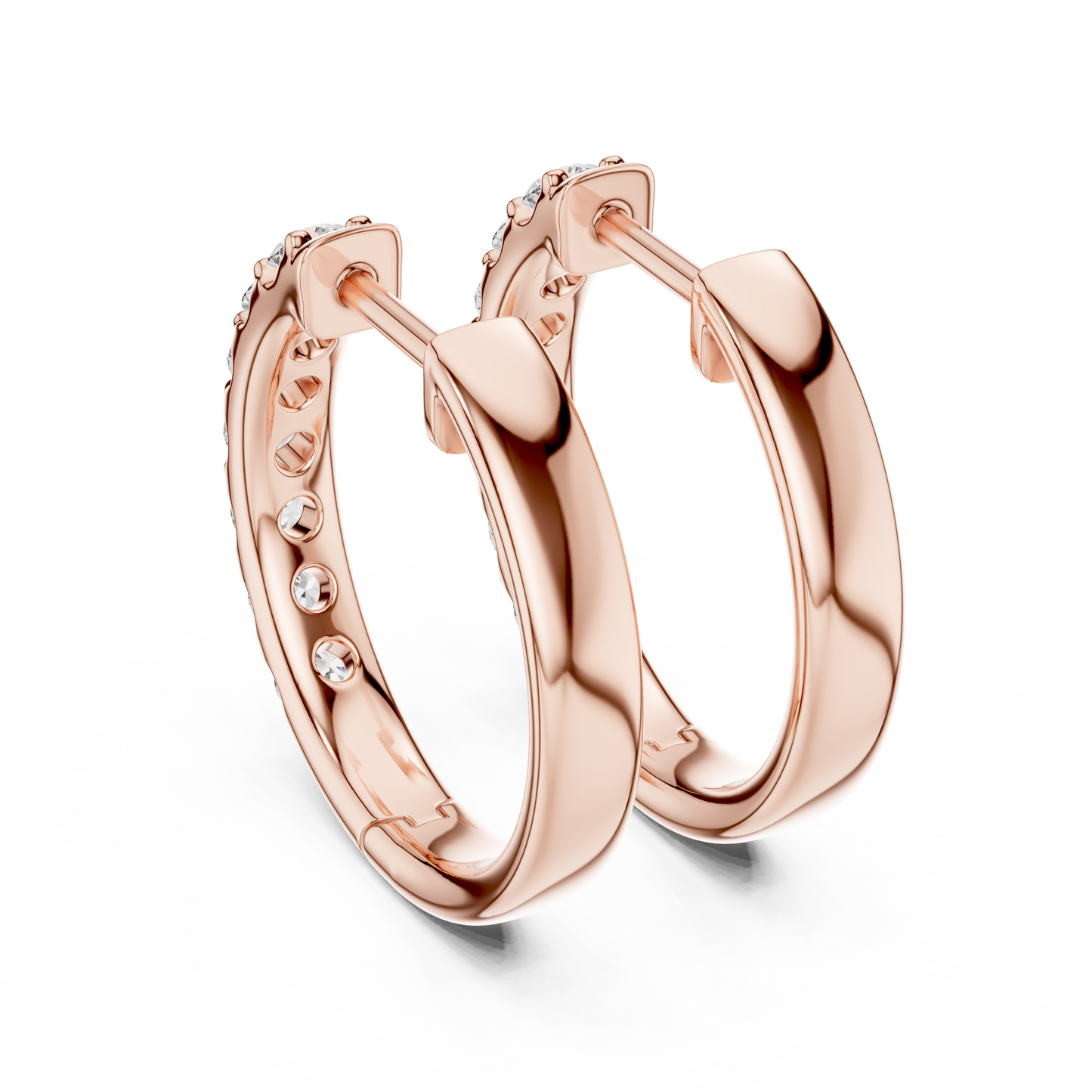Luxury White Gold Round Diamond Hoop Earrings