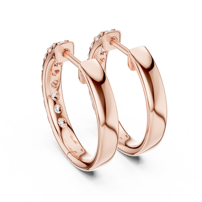 Luxury White Gold Round Diamond Hoop Earrings