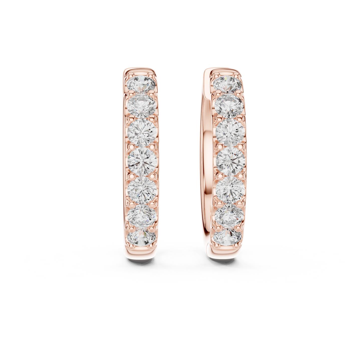 Luxury White Gold Round Diamond Hoop Earrings