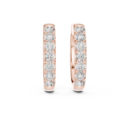 Luxury White Gold Round Diamond Hoop Earrings