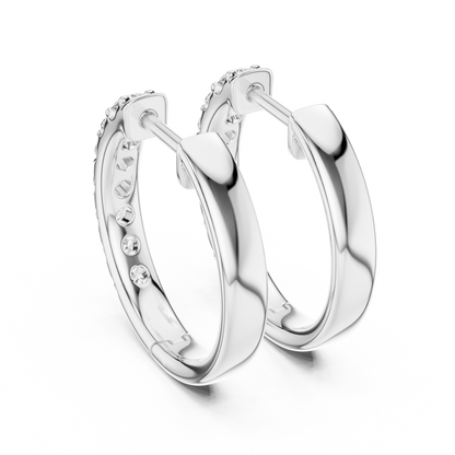 Luxury White Gold Round Diamond Hoop Earrings