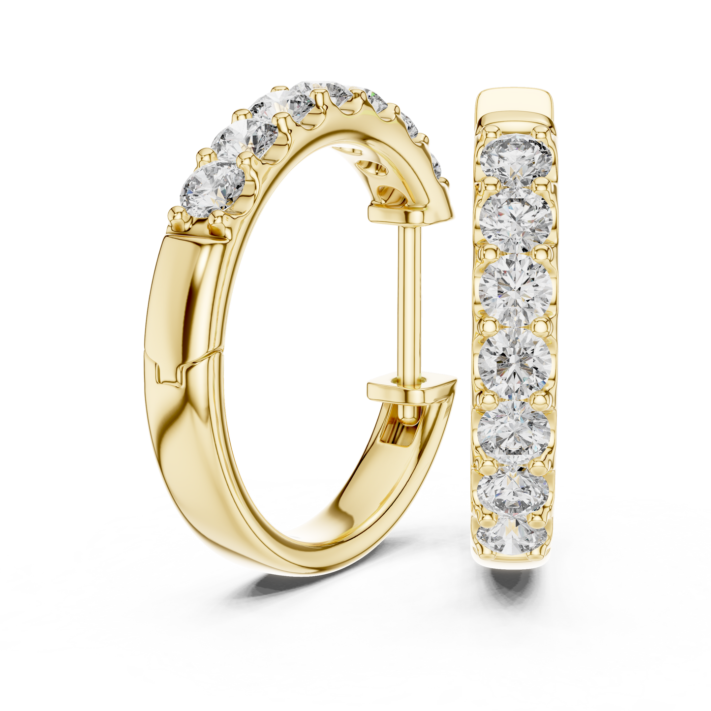 Luxury White Gold Round Diamond Hoop Earrings