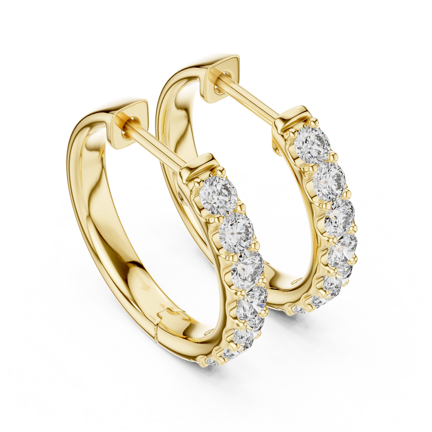Luxury White Gold Round Diamond Hoop Earrings