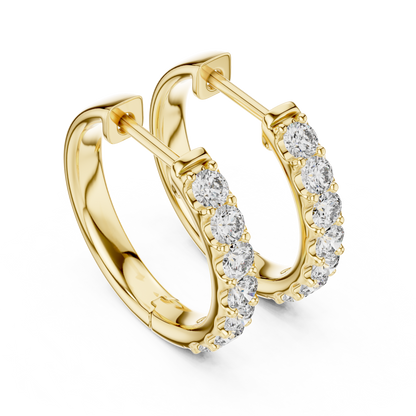 Luxury White Gold Round Diamond Hoop Earrings
