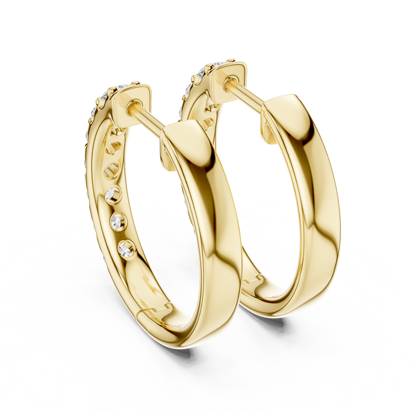Luxury White Gold Round Diamond Hoop Earrings