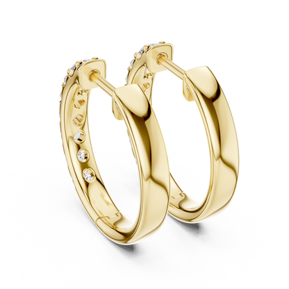 Luxury White Gold Round Diamond Hoop Earrings