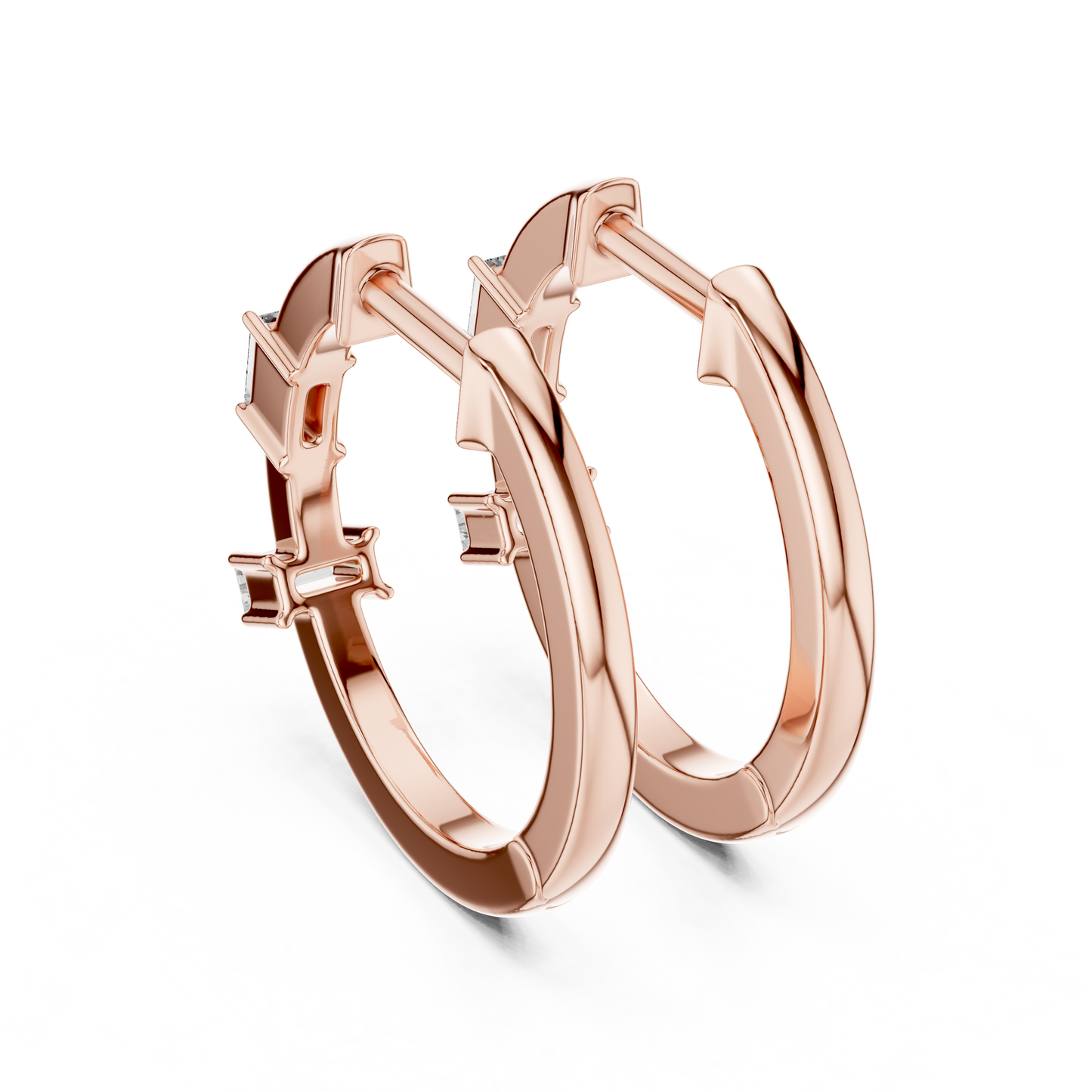 Luxury Gold Hoop Earrings | Emerald-Cut Diamond Design