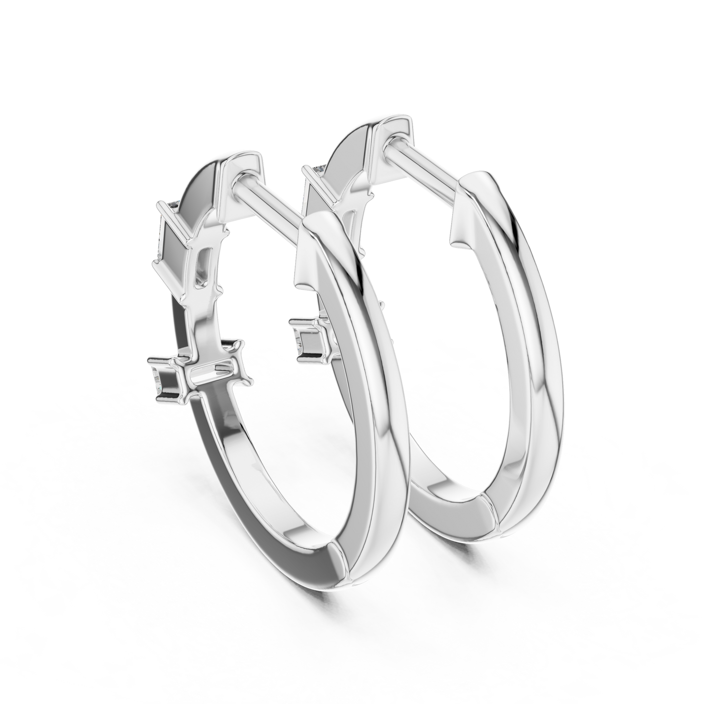 Luxury Gold Hoop Earrings | Emerald-Cut Diamond Design