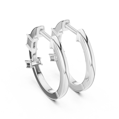 Luxury Gold Hoop Earrings | Emerald-Cut Diamond Design