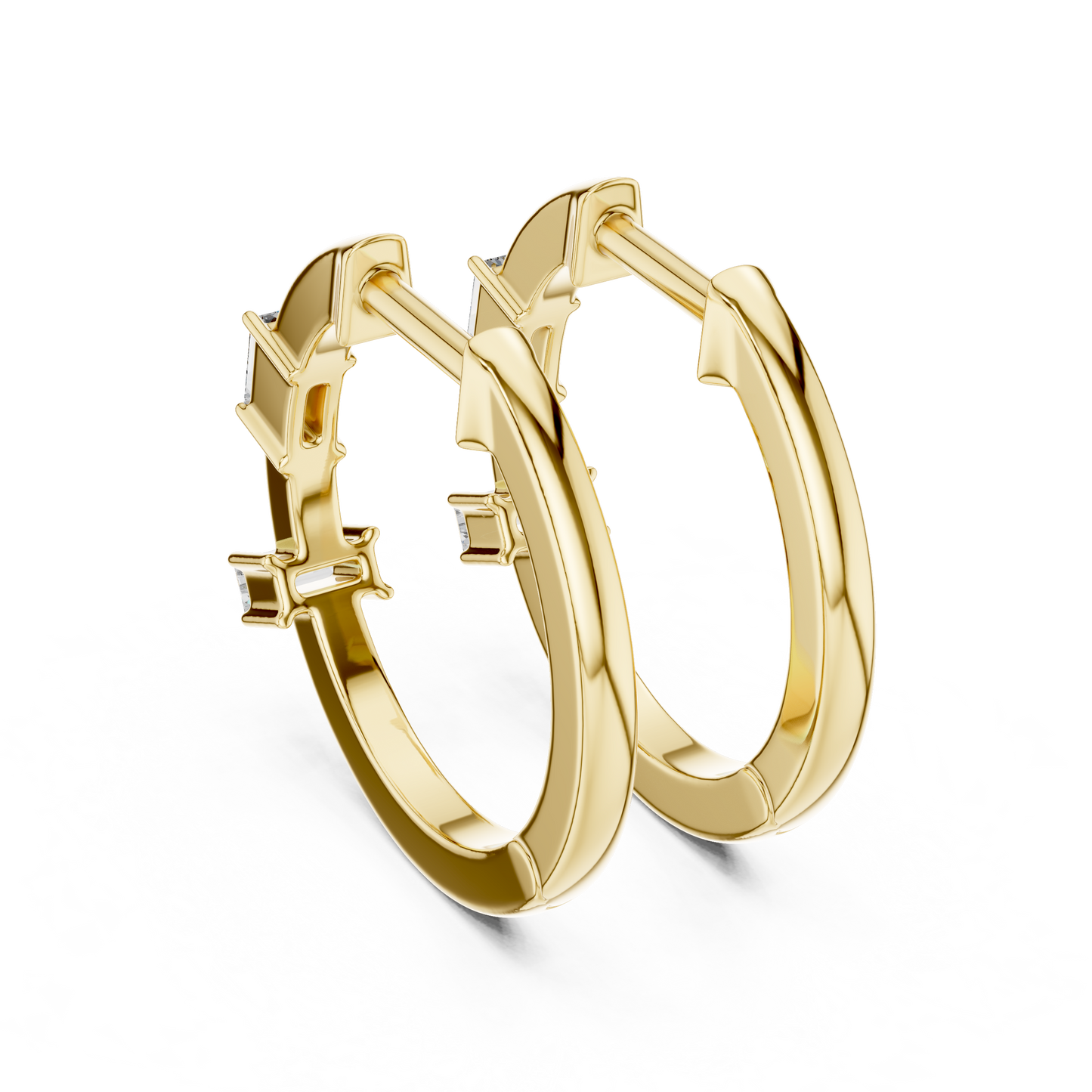 Luxury Gold Hoop Earrings | Emerald-Cut Diamond Design