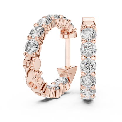 8 Pointer Each Lab Grown Round Diamond Hoop Earrings