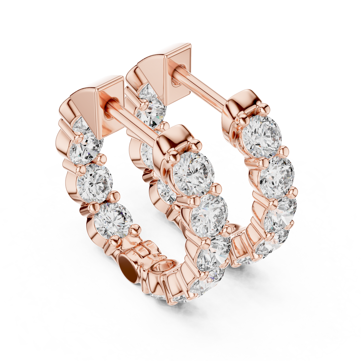 8 Pointer Each Lab Grown Round Diamond Hoop Earrings